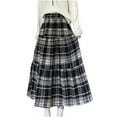 thumbnail image 1 of Busydd Skirts for Women Fall Wool Elastic High Waist Plaid Skirt Casual Flowy Layered Maxi Skirt Fashion Long Skirts for Women, 1 of 6