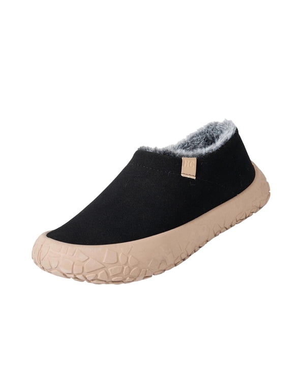 Slip On Shoes Women Winter Warm Fleece Fuzzy Flat Shoes Casual Comfortable Closed Toe Walking Shoes