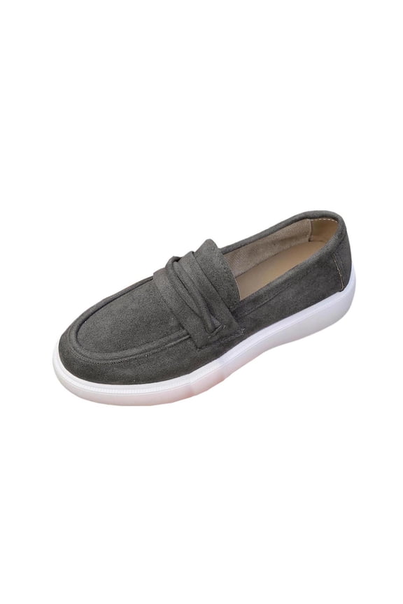 Slip on Shoes Women Comfortable Casual Closed Toe Loafers for Women Trendy Solid Color Walking Shoes 38