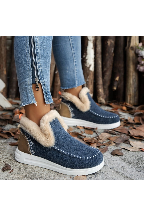 Snow Boots for Women Thermal Fuzzy Booties for Women Casual Comfortable Slip-on Womens Winter Boots Fashion Warm Snow Boots 5.5