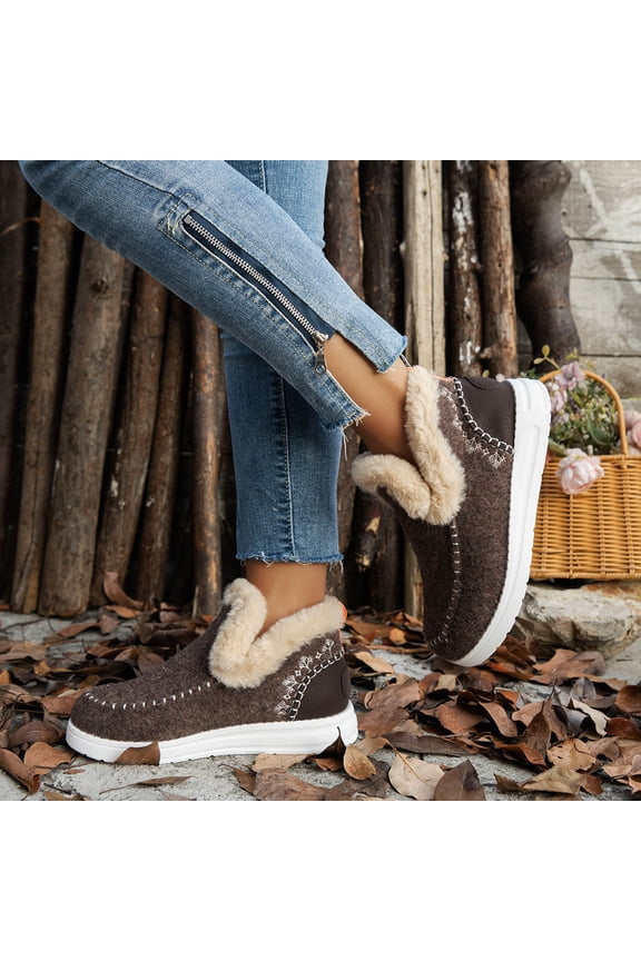 Snow Boots for Women Thermal Fuzzy Booties for Women Casual Comfortable Slip-on Womens Winter Boots Fashion Warm Snow Boots 7