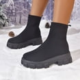 thumbnail image 1 of Busydd Sock Boots for Women Solid Color Round Toe Winter Boots for Women Fashion Chunky Heel Slip on Womens Ankle Boots 8.5, 1 of 9