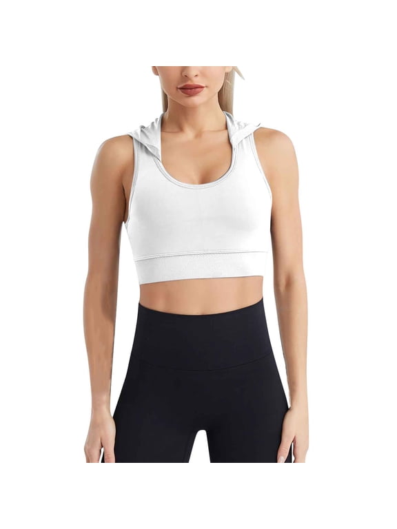 Sports Bras for Women with Hood Breathable High Support Yoga Bra Comfy Wireless T-Shirts Bras Seamless Bra No Underwire