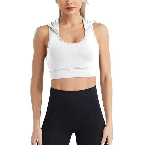 Busydd Sports Bras for Women with Hood Breathable High Support Yoga Bra Comfy Wireless T-Shirts Bras Seamless Bra No Underwire