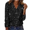thumbnail image 1 of Busydd Spring Tops for Women Trendy Sequin Long Sleeve Womens Long Sleeve Tops Solid Color V Neck T Shirts for Women M, 1 of 7