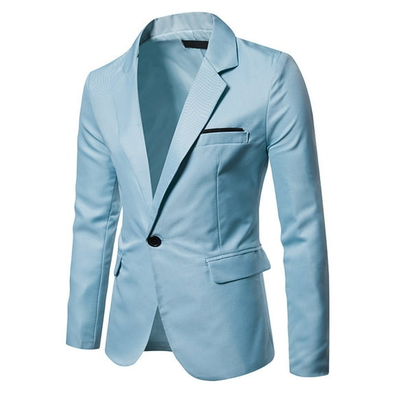 Busydd Suit Jacket for Men Stylish Formal Solid Color Suit Jacket Casual Turndown Collar One Button Blazer Slim Lightweight Long Sleeve Business Prom Coat Men's Sport Coats & Blazers