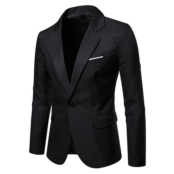 Busydd Suit Jacket for Men Stylish Formal Solid Color Suit Jacket Casual Turndown Collar One Button Blazer Slim Lightweight Long Sleeve Business Prom Coat Men's Sport Coats & Blazers