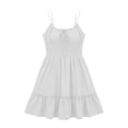 thumbnail image 1 of Busydd Summer Dresses for Women Fashion Ruched Spaghetti Straps Sun Dresses Women Solid Color Sleeveless Square Neck Mini Dress L, 1 of 6