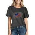thumbnail image 1 of Busydd Summer Tops for Women Trendy Short Sleeve Round Neck Independence Day Tops 4th of July Cotton Graphic Tees USA Flag Print Patriotic T Shirts for Women S, 1 of 5