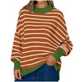 thumbnail image 1 of Busydd Sweaters for Women Crewneck Striped Sweaters Trendy Long Sleeve Knit Sweater Tops Fashion Casual Fall Sweaters Blouse Loose Pullover Sweaters for Women, 1 of 9