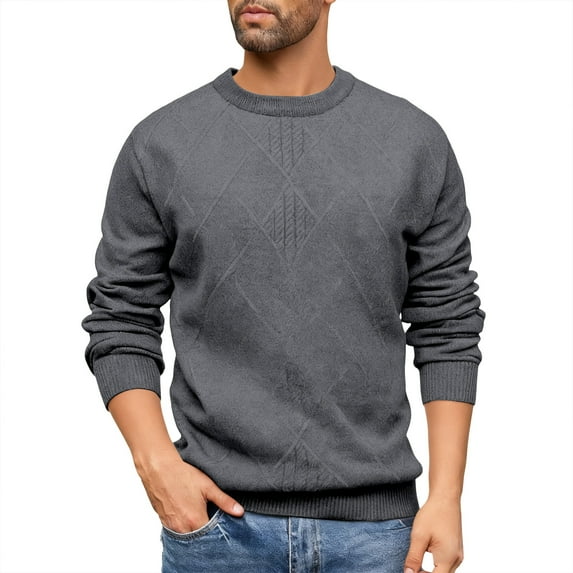 Busydd Sweaters for Men Fashion Casual Solid Color Long Sleeve Mens Sweaters Comfortable Knit Crewneck Mens Sweaters and Pullovers L