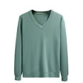 thumbnail image 1 of Busydd Sweaters for Men Fashion Solid Color Pullover Sweater Casual Plain Long Sleeve V Neck Sweaters Lightweight Warm Winter Fall Sweaters, 1 of 1