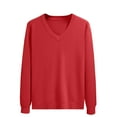 thumbnail image 1 of Busydd Sweaters for Men Fashion Solid Color Pullover Sweater Casual Plain Long Sleeve V Neck Sweaters Lightweight Warm Winter Fall Sweaters, 1 of 6