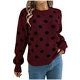 thumbnail image 1 of Busydd Sweaters for Women Fashion Black Dot Print Knit Sweater Crewneck Long Sleeve Pullover Sweaters Casual Tunic Fall Sweaters, 1 of 7