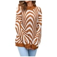 thumbnail image 1 of Busydd Sweaters for Women Fashion Casual Round Neck Pullover Sweaters for Women Comfortable Print Long Sleeve Knit Sweater for Women, 1 of 4