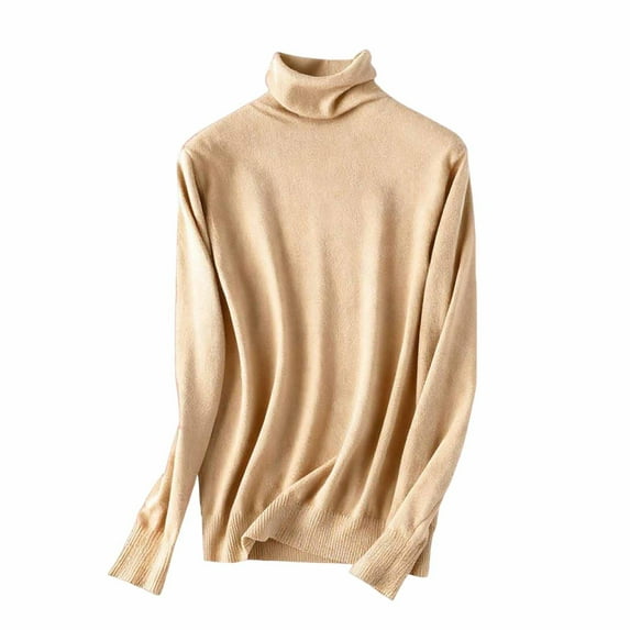 Busydd Sweaters for Women Trendy Solid Color Turtleneck Womens Undershirts Casual Thermal Long Sleeve Pullover Women's Sweaters L