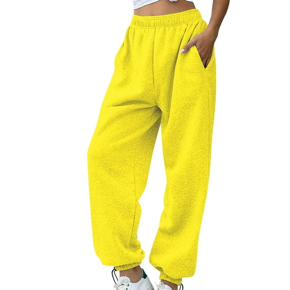 Busydd Sweatpants Women Casual Stretch Solid Color Workout Pants Women Comfy Baggy Straight Leg Elastic Bottom Womens Sweat Pants with Pockets S