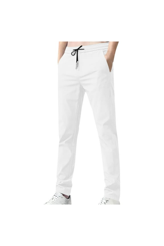 Sweatpants for Men Plus Size Pants M-5XL Solid Color Drawstring Casual Pants Comfortable Elastic Waist Jogger Trousers with Pockets