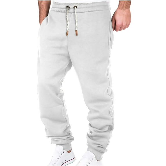 Busydd Sweatpants for Men Solid Color Elastic Bottom Joggers for Men Casual Comfy Drawstring Men's Pants Trendy Baggy Cargo Sweatpants with Pockets M