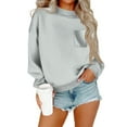 thumbnail image 1 of Busydd Sweatshirt for Women Solid Color Crewneck Sweatshirt Casual Versatile Fall Sweatshirts Pullover Tops with Pocket L, 1 of 4