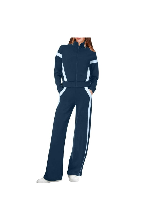 Sweatsuits 2pcs Sets Womens Fashion Casual Zippers Sweatshirt and Sweatpants Trendy Fall Outfits for Women Long Sleeve Travel Vacation Outfits Loungewear Tracksuits