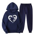 thumbnail image 1 of Busydd Sweatsuits Women 2 Piece Outfit Fashion Heart Print Tracksuits Long Sleeve Hoodies Elastic Waist Drawstring Sweatpants with Pockets Casual Loose Travel Vacation Outfits for Women, 1 of 2