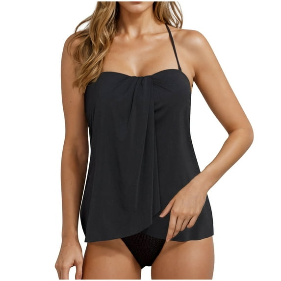 Busydd Swim Suits for Women Halter Tank Tops and Briefs Two Piece Swimsuit for Women Fashion Floral Print Tankini Swimsuits for Women Comfy Flowy Bathing Suits