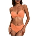 thumbnail image 1 of Busydd Swim Suits for Women 2 Piece Solid Color Bikini Set Deep V Neck Pleated Bathing Suits Trendy High Waisted Swimsuit with Briefs, 1 of 6