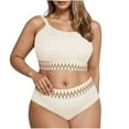 thumbnail image 1 of Busydd Swim Suits for Women Plus Size XL-4XL 2 Piece High Waisted Bikini Set Round Neck Bathing Suit Trendy Adjustable Straps Swimsuits with Briefs, 1 of 5