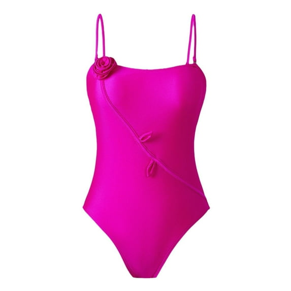 Busydd Swim Suits for Women Tummy Control One-Piece Swimsuits Solid Color Straps Monokini Swimsuits for Women Daily Bathing Suits