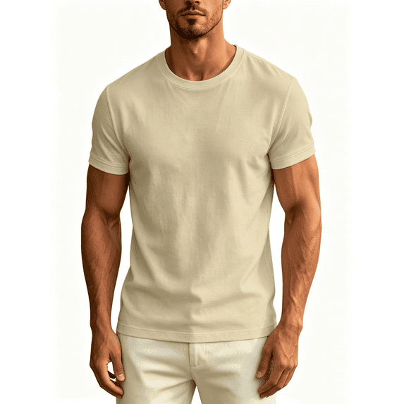 Busydd T Shirts for Man Casual Relaxed Short Sleeve Men T Shirts Classic Versatile Summer Round Neck Solid Color Tee M