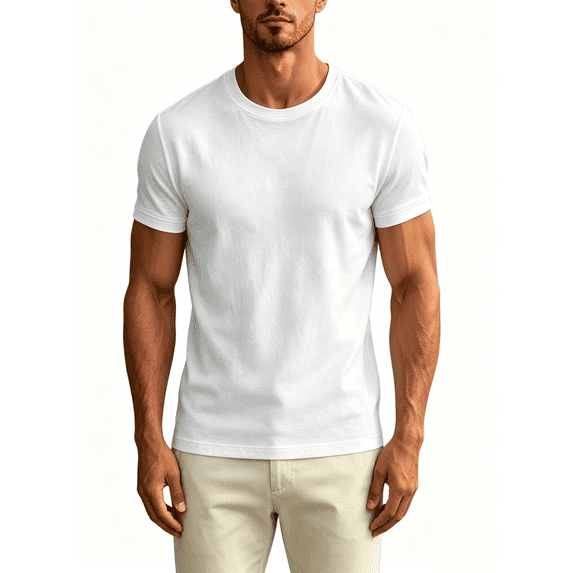 Busydd T Shirts for Man Casual Relaxed Short Sleeve Men T Shirts Classic Versatile Summer Round Neck Solid Color Tee S
