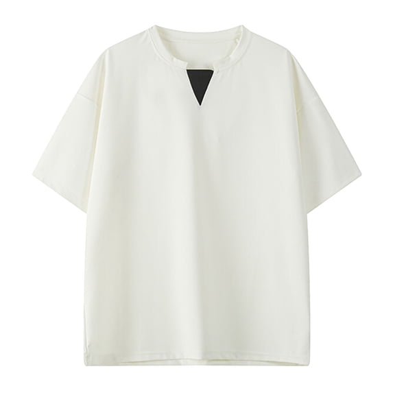 Busydd T Shirts for Man Plus Size M-5XL Casual Stylish Solid Color Mens T-Shirts Short Sleeve V Neck Summer Tops Comfortable Loose Oversized Tees