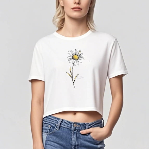 Busydd T Shirts for Women Casual Short Sleeve Summer Tops for Women Trendy Round Neck Crop Tops for Women Comfy Cotton Graphic Tees L