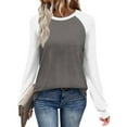 thumbnail image 1 of Busydd T Shirts for Women Casual Versatile Round Neck Tops for Women Trendy Color Block Womens Long Sleeve Tops M, 1 of 9
