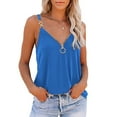 thumbnail image 1 of Busydd Tank Top for Women Casual Solid Color Spaghetti Strap Womens Tops Trendy Sleeveless Zipper Summer Tops Comfortable V Neck Camisole Tops for Women, 1 of 6