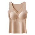 thumbnail image 1 of Busydd Tank Top for Women Built in Bra Casual Comfy Solid Color Women's Thermal Underwear Sleeveless Round Neck Womens Undershirts 2XL, 1 of 4