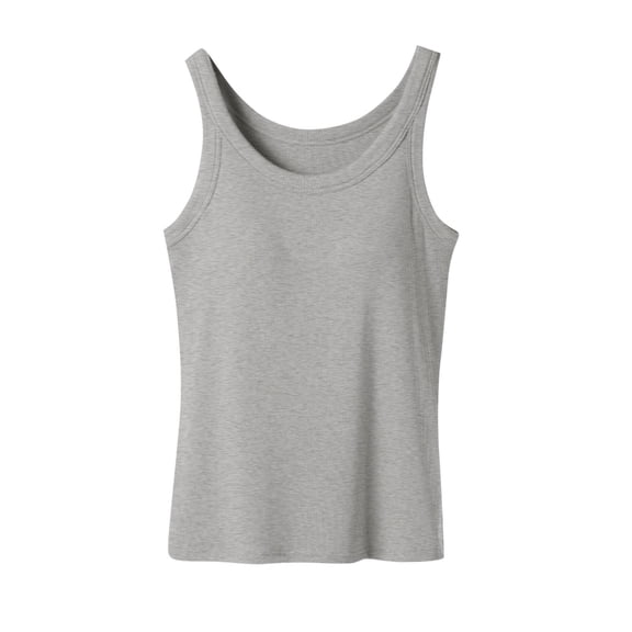 Busydd Tank Top for Women Built in Bra Comfy Breathable Solid Color Womens Undershirts Casual Round Neck Sleeveless Women's Tops M