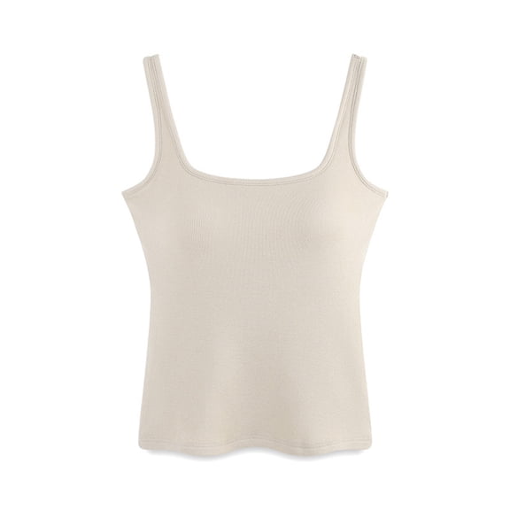 Busydd Tank Top for Women Casual Comfy Square Neck Tank with Built in Bra Fashion Breathable Summer Womens Sleeveless Tops L