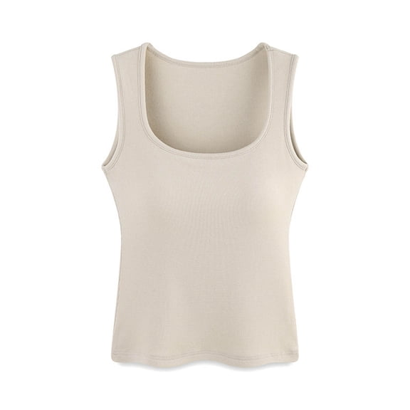 Busydd Tank Top for Women Casual Comfy Square Neck Tank with Built in Bra Fashion Breathable Summer Womens Sleeveless Tops S