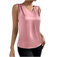 thumbnail image 1 of Busydd Tank Top for Women Trendy Sleeveless Satin Womens Summer Tops Solid Color V Neck Casual Tops for Women S, 1 of 9