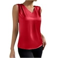 thumbnail image 1 of Busydd Tank Top for Women Trendy Sleeveless Satin Womens Summer Tops Solid Color V Neck Casual Tops for Women S, 1 of 9