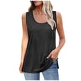 thumbnail image 1 of Busydd Tank Top for Women Trendy Slit Solid Color Round Neck Camisole Tops for Women Summer Casual Breathable Sleeveless Tank Tops, 1 of 9