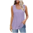 thumbnail image 1 of Busydd Tank Top for Women Trendy Slit Solid Color Round Neck Camisole Tops for Women Summer Casual Breathable Sleeveless Tank Tops, 1 of 8