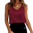 thumbnail image 1 of Busydd Tank Top for Women Trendy Solid Color Satin Womens Tops Casual Sleeveless V Neck Summer Tops Comfortable Soft Camisole Tops for Women, 1 of 6