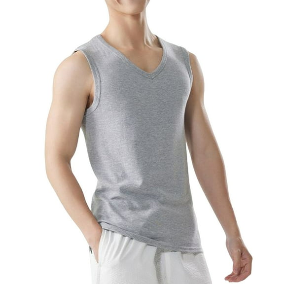 Busydd Tank Tops Men Plus Size L-4XL Casual Solid Color Round Neck Summer Tops Comfy Breathable Sleeveless Men's Undershirts Cotton Athletic Gym Workout Tank