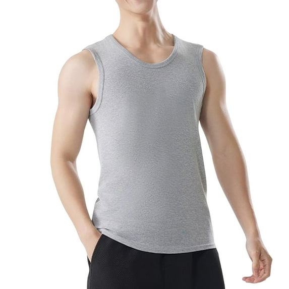 Busydd Tank Tops Men Plus Size L-4XL Casual Solid Color Round Neck Summer Tops Comfy Breathable Sleeveless Men's Undershirts Cotton Athletic Gym Workout Tank