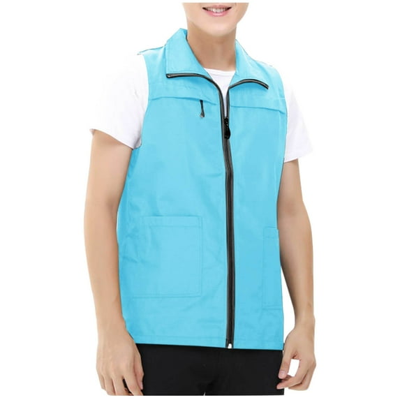 Busydd Tank Tops Men S-3XL Casual Solid Color Zipper Tanks Summer Sleeveless Turndown Collar Vest Tops Stylish Breathable Outdoor Tank Tops with Pockets