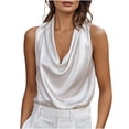 thumbnail image 1 of Busydd Tank Tops for Women Casual Cowl Neck Solid Color Going Out Tops Fashion Satin Sleeveless Womens Tops S, 1 of 9