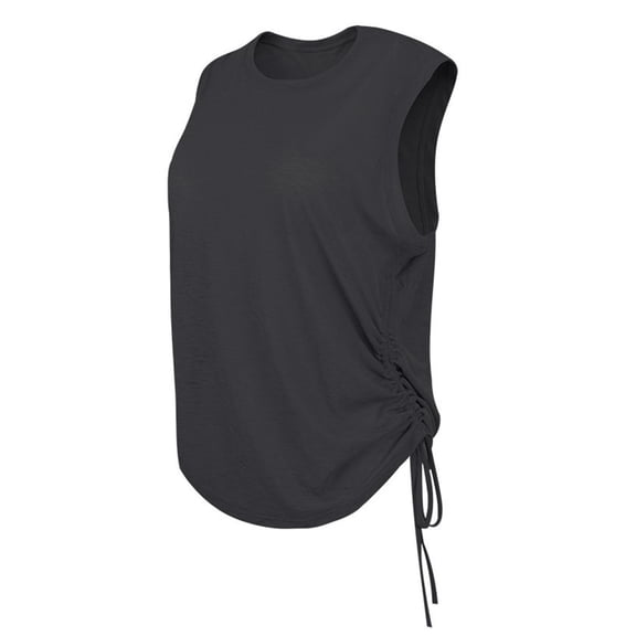 Busydd Tank Tops for Women Comfy Breathable Round Neck Yoga Workout Tops for Women Casual Solid Color Sleeveless Summer Tops L